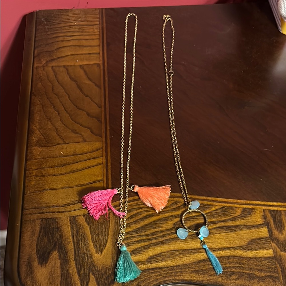 Bundle of 2 Chic Tassel Pendant Necklaces